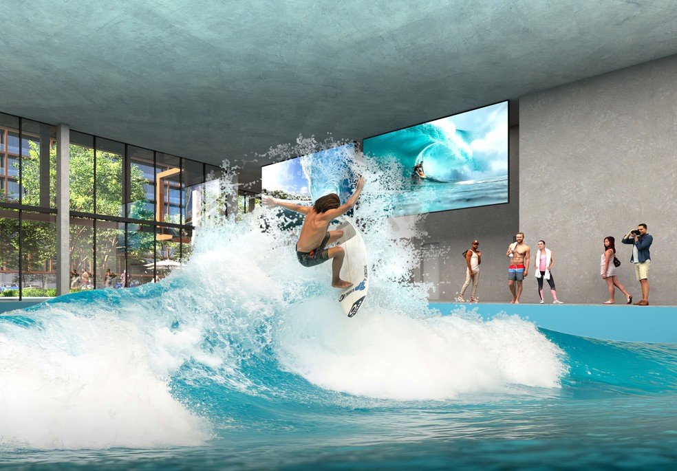 A piscina de ondas indoor do Arte Wave — Foto: Divulgação